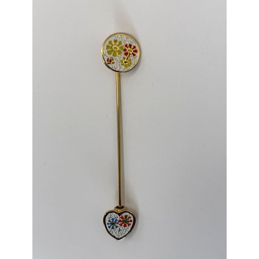 Cloisonné Style Floral Flower Lapel Stick Pin